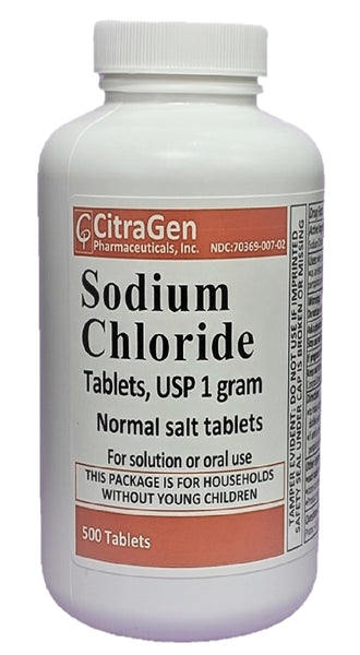 Sodium Chloride Tablets 1 gm, USP Normal Salt Tablets - 500 Tablets
